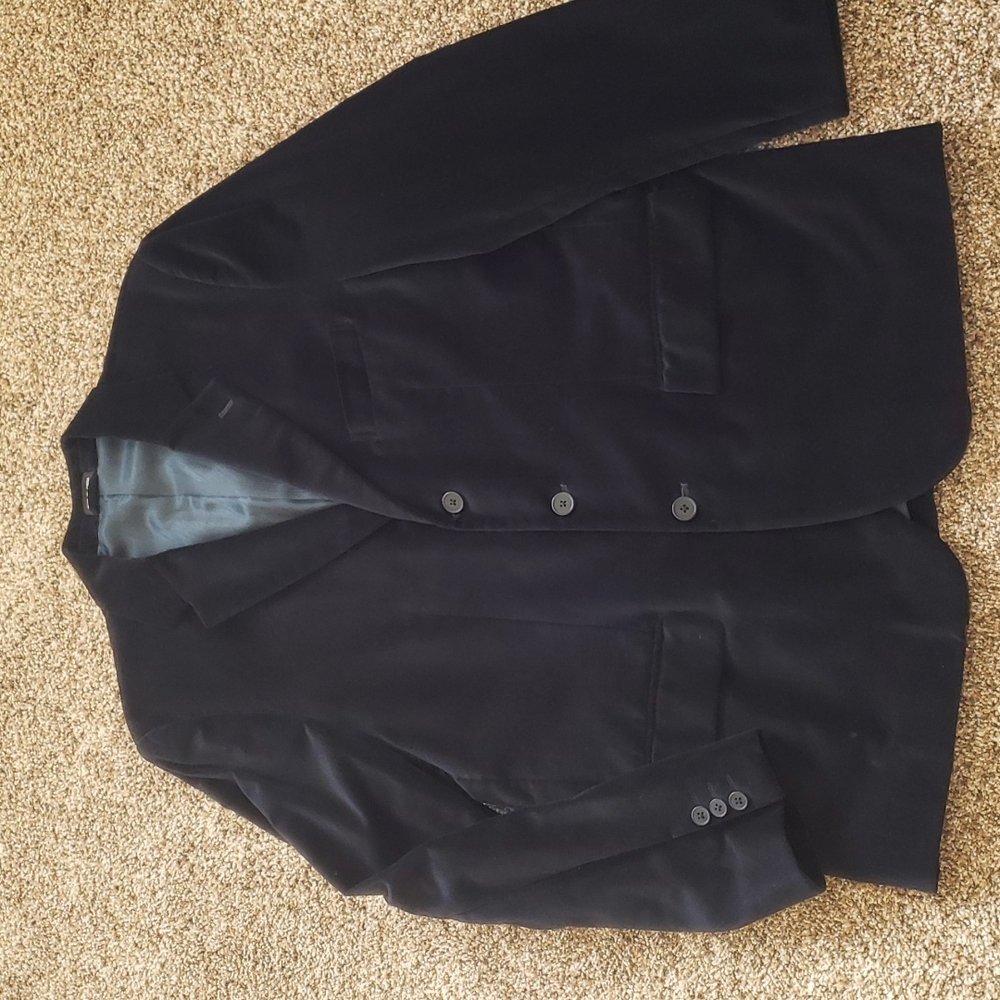 Vintage Blue Velvet Suit Coat Dress Jacket 40R